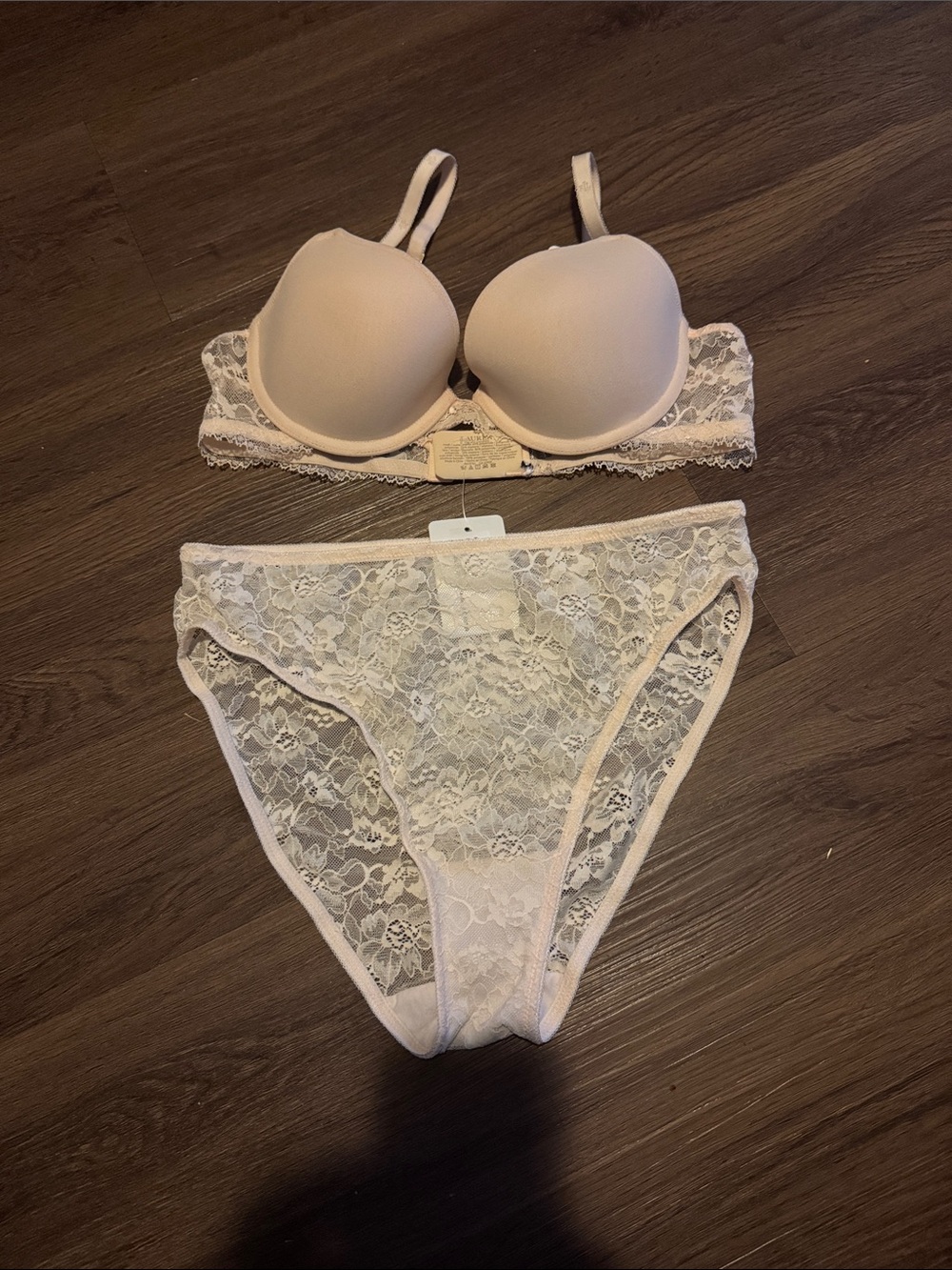 Polo Ralph Lauren NWT Lace Push-Up Bra & Lace Briefs Set - Blush